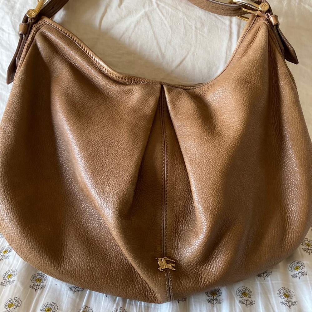 Burberry brown leather hobo purse